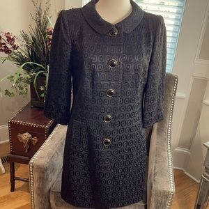 Vintage Milly of New York Black with embroidered design in fabric bold buttons